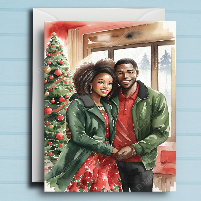 Black Couple L Christmas Card